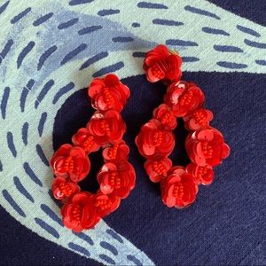 J.Crew red sequin statement earrings NEW